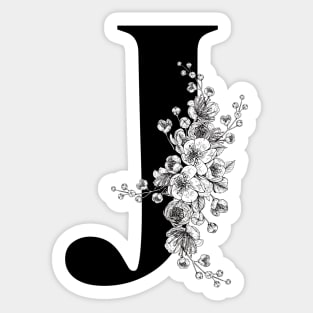 J alphabet Botanical cherry blossom sakura flowers Sticker